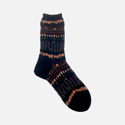 AM-763 Socks Floret Terrace Black