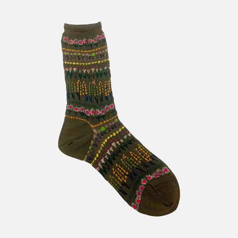 AM-763 Socks Floret Terrace Khaki
