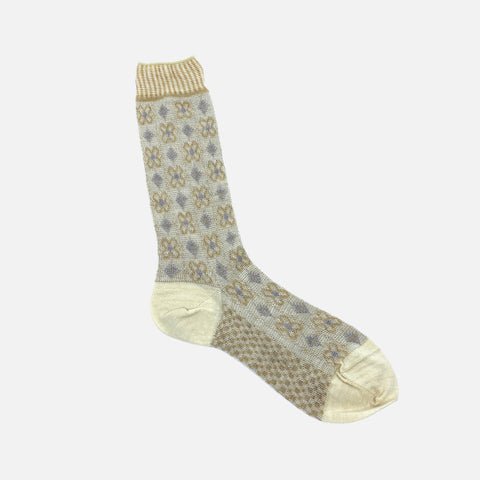 Flower Grid Socks Ivory