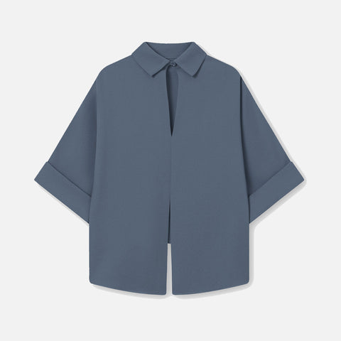 Bailee Crepe Georgette Blouse Blue Fog