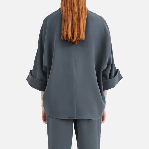 Bailee Crepe Georgette Blouse Blue Fog