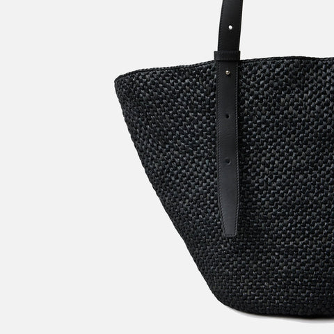 The Bianca Large Raffia Bag Black