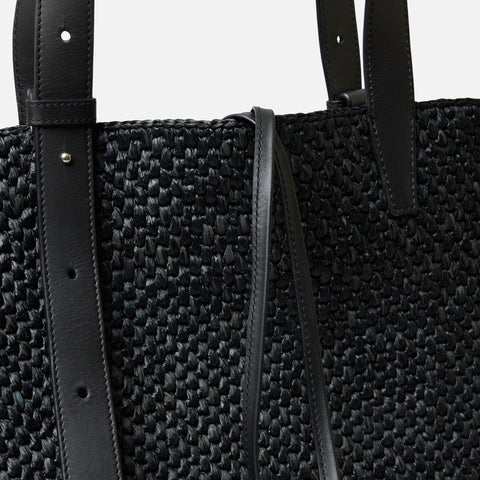 The Bianca Small Raffia Bag Black