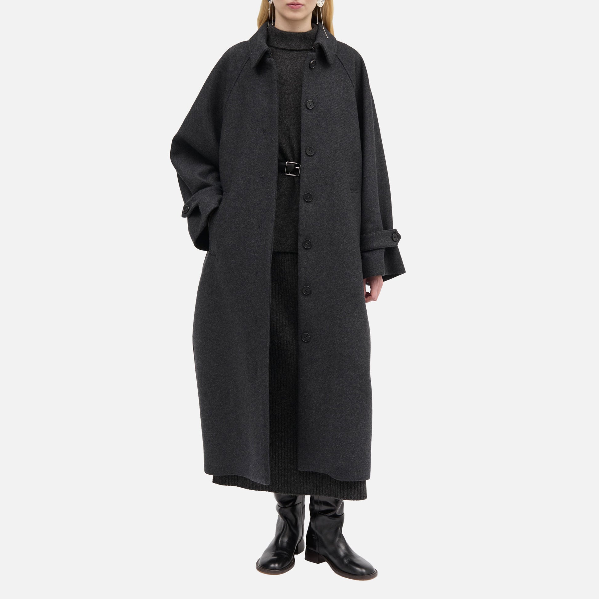 Caro Two Layered Wool Coat Dark Grey