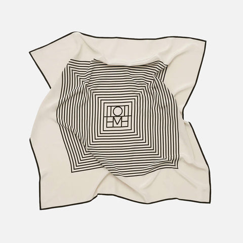 Centered Monogram Silk Scarf Creme