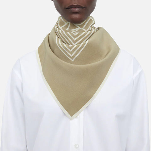Centered Monogram Silk Scarf Peanut Butter