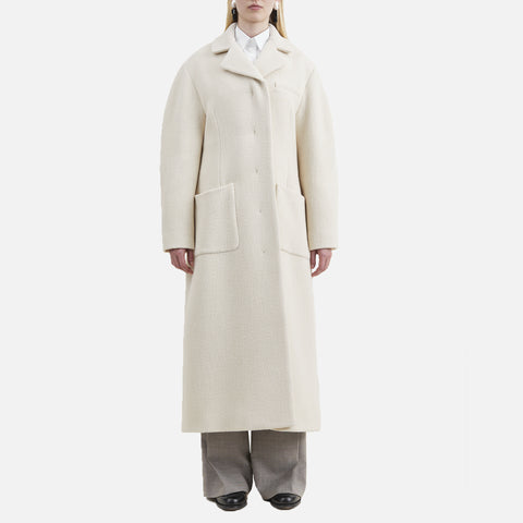 Cintia Heavy Twill Wool Coat Ivory