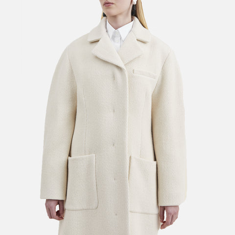 Cintia Heavy Twill Wool Coat Ivory