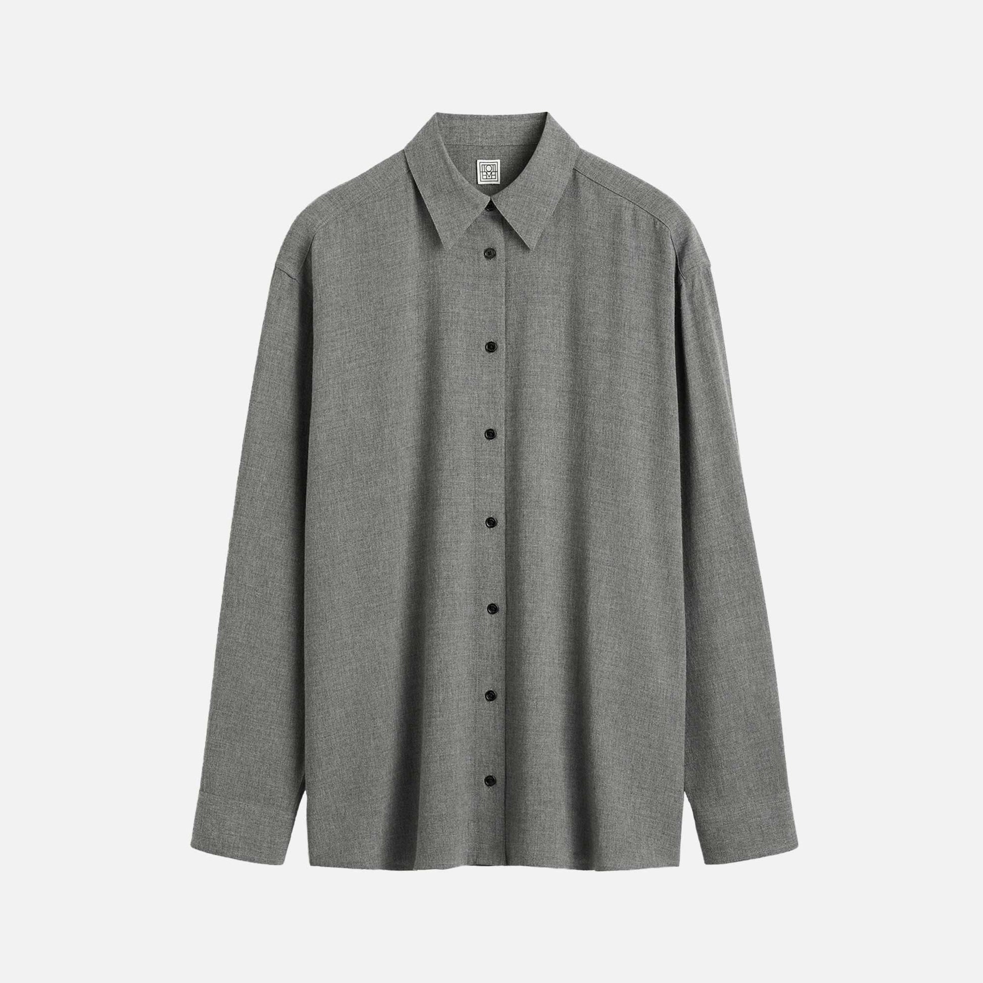 Classic Fluid Shirt Mid Grey Melange
