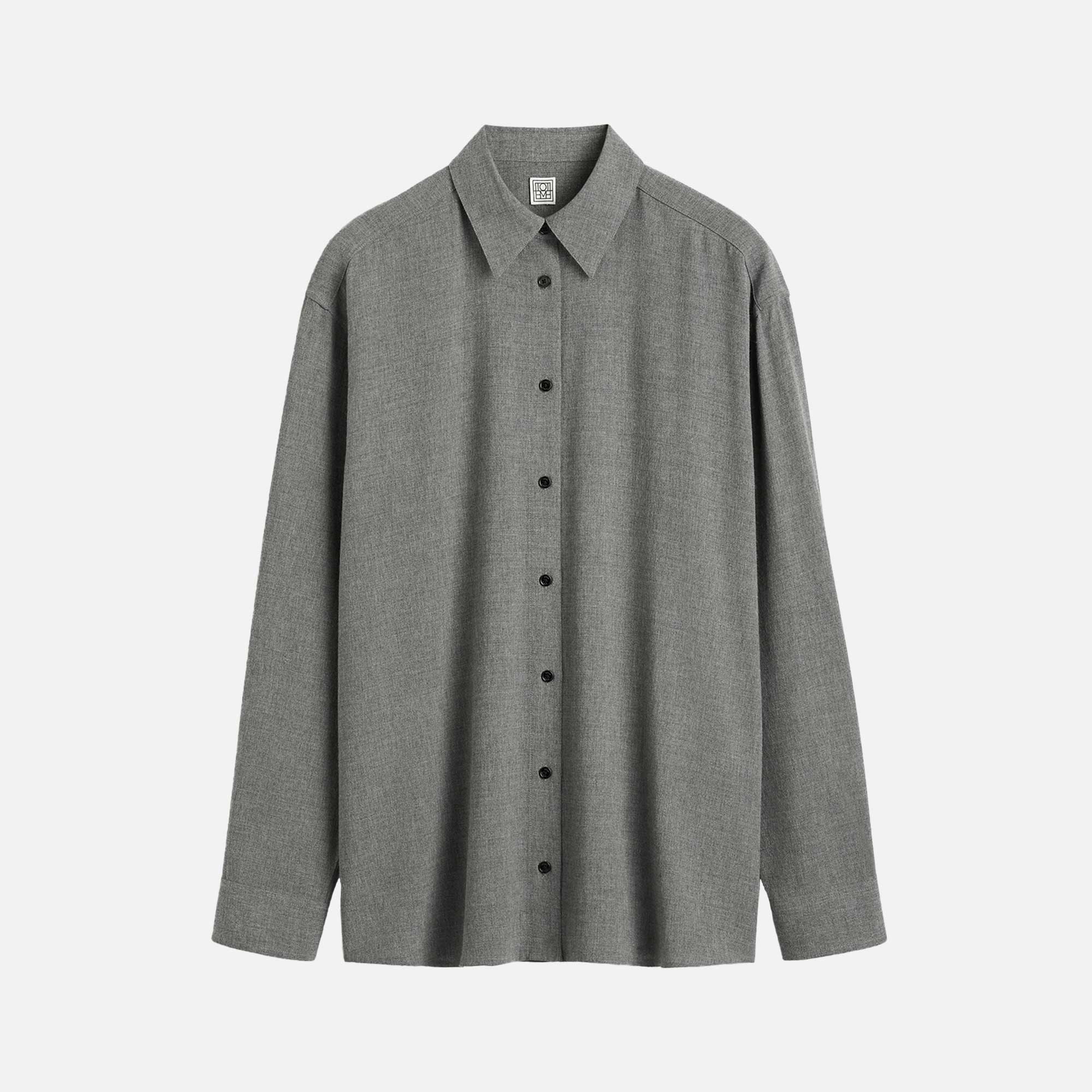 Classic Fluid Shirt Mid Grey Melange
