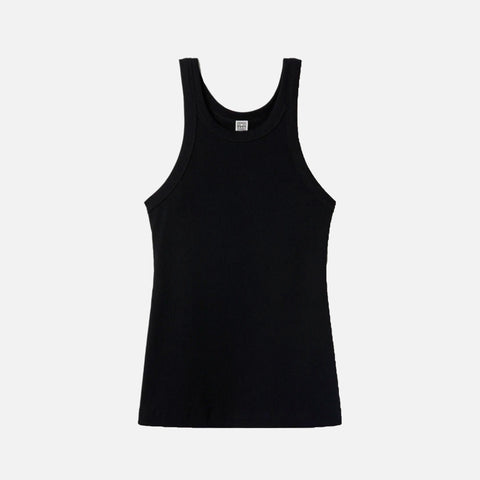 Curved Rib Tank Top Black