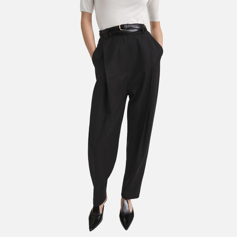 Deep Pleat Trousers Black
