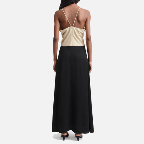 Draped Twill Cami Dress Black