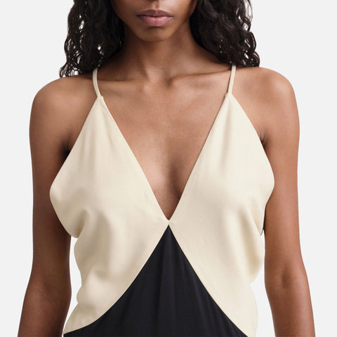 Draped Twill Cami Dress Black