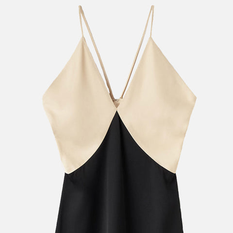 Draped Twill Cami Dress Black
