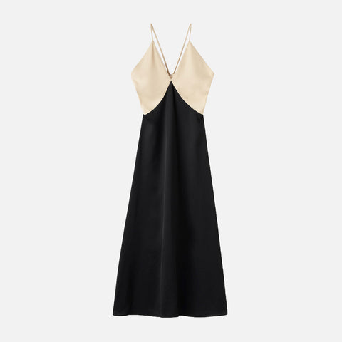 Draped Twill Cami Dress Black