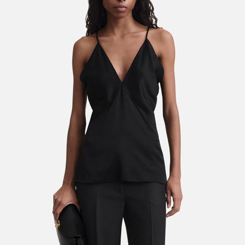 Draped Twill Cami Top Black