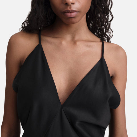 Draped Twill Cami Top Black