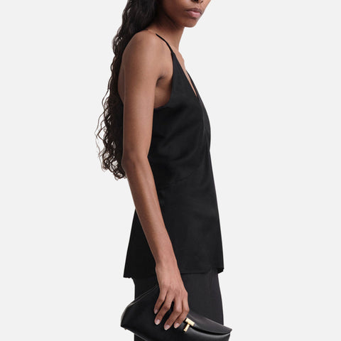 Draped Twill Cami Top Black
