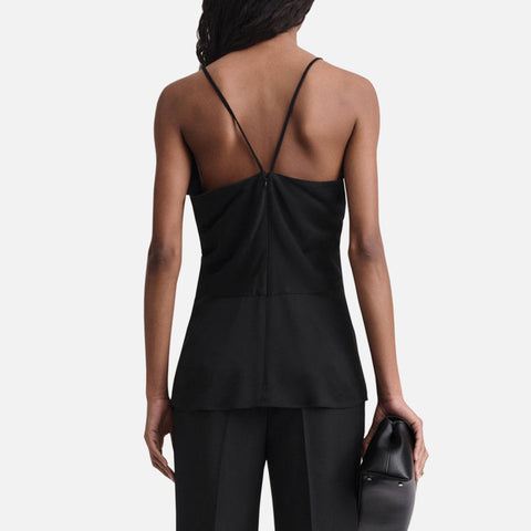 Draped Twill Cami Top Black