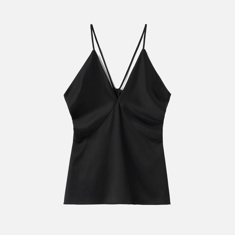 Draped Twill Cami Top Black
