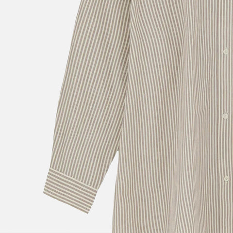 Edgar Shirt Light Cream/Dark Burgundy Stripe