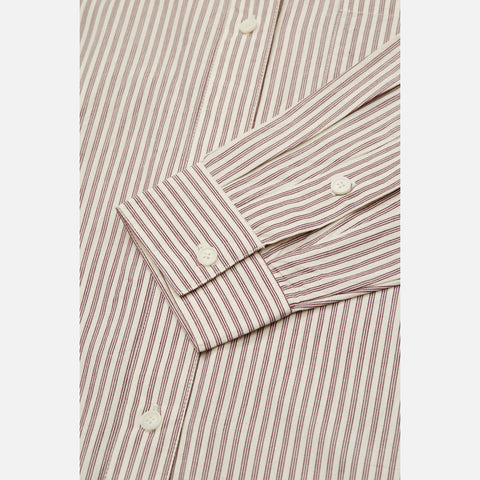 Edgar Shirt Light Cream/Dark Burgundy Stripe