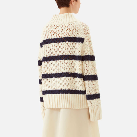 Else Chunky Pointelle V-Neck Total Eclipse