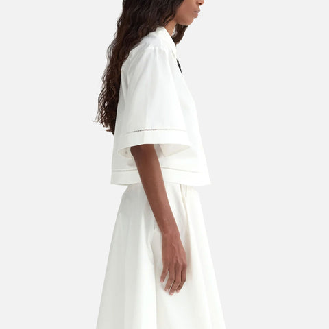 Ladder Embroidered Poplin Shirt White
