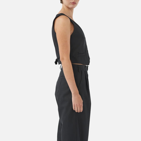 Fine Wool Vest Black