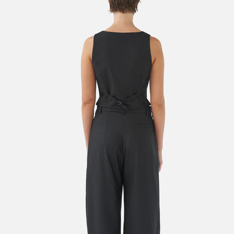 Fine Wool Vest Black