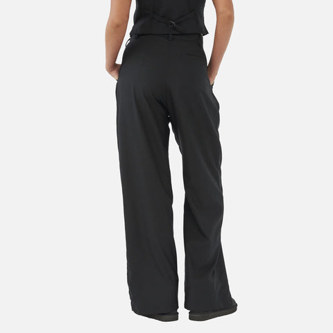 Fine Wool Box Trousers Black