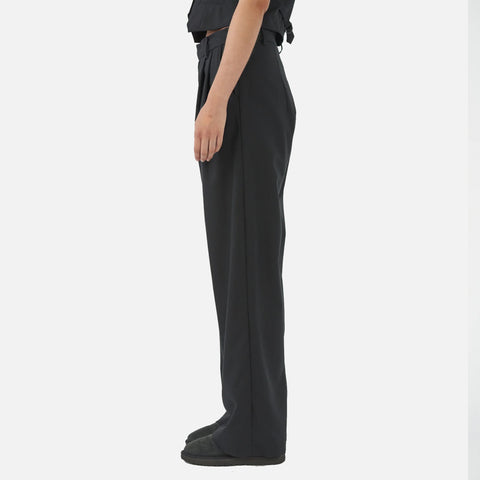 Fine Wool Box Trousers Black