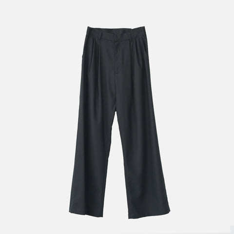 Fine Wool Box Trousers Black