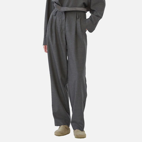 Fine Wool Box Trousers Grey