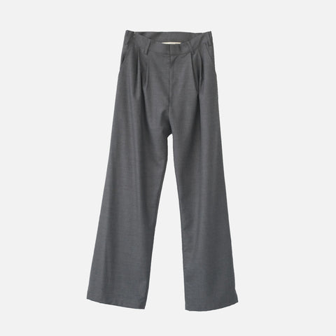 Fine Wool Box Trousers Grey
