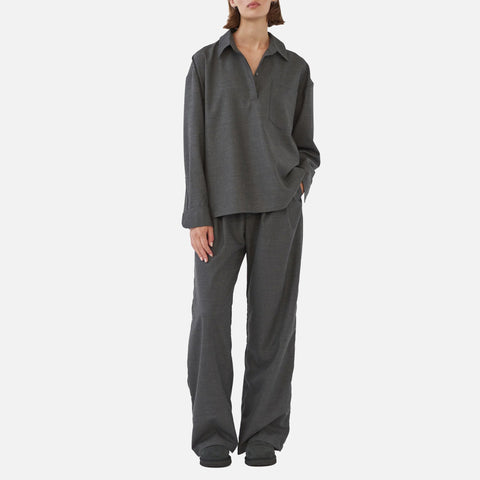 Fine Wool Box Trousers Grey