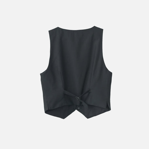 Fine Wool Vest Black