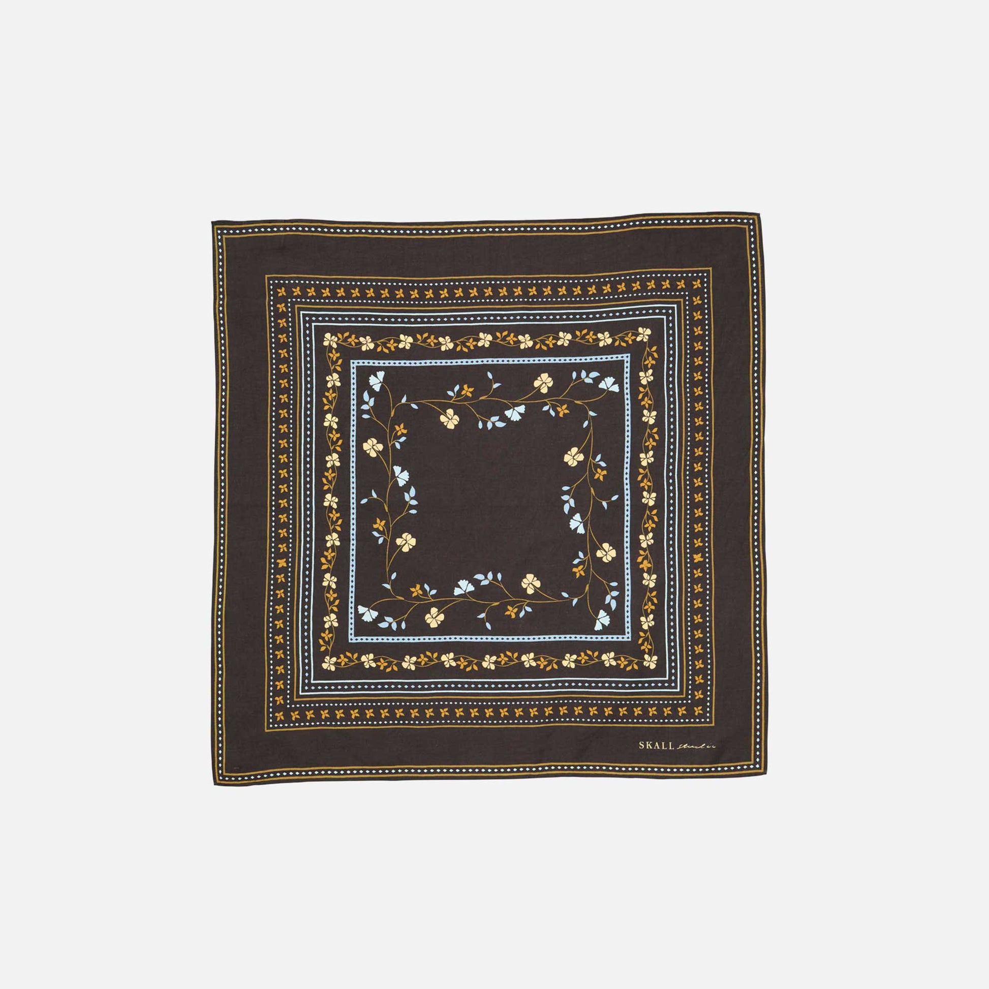 Floral Scarf 55x55 Dark Brown