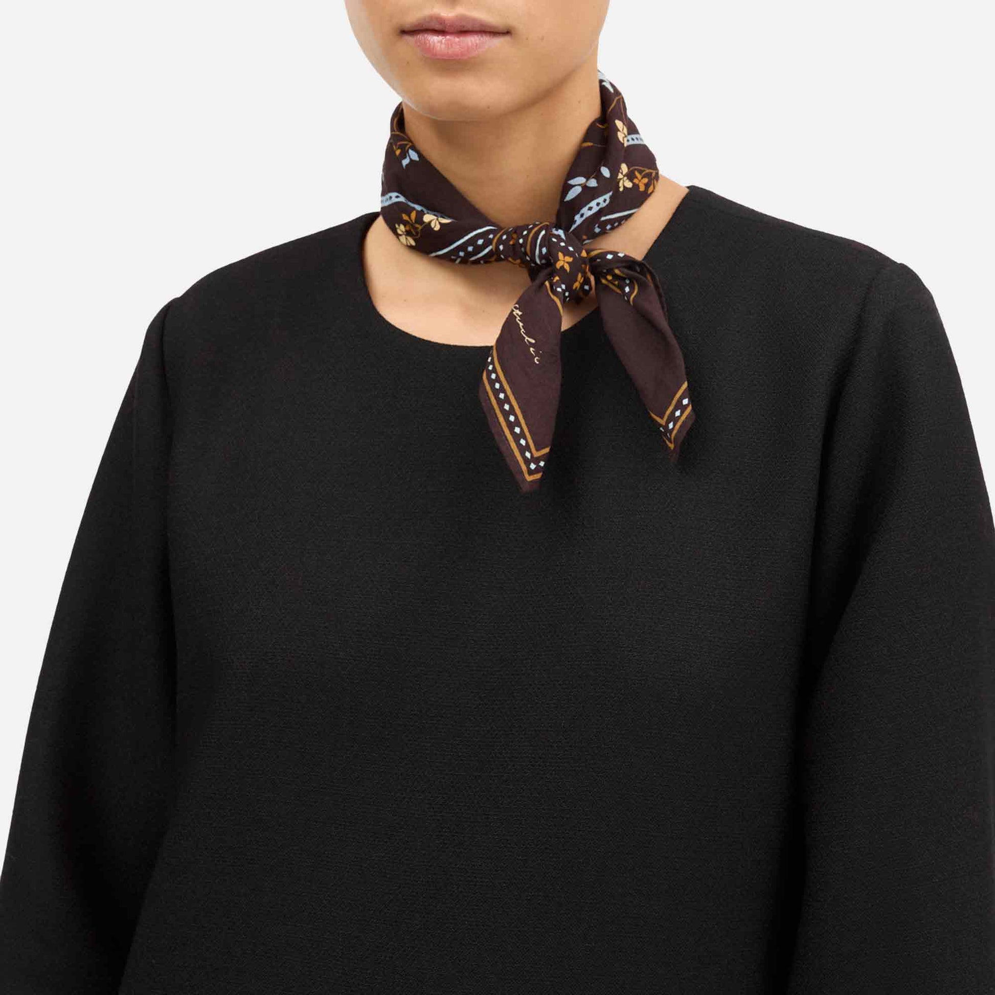 Floral Scarf 55x55 Dark Brown