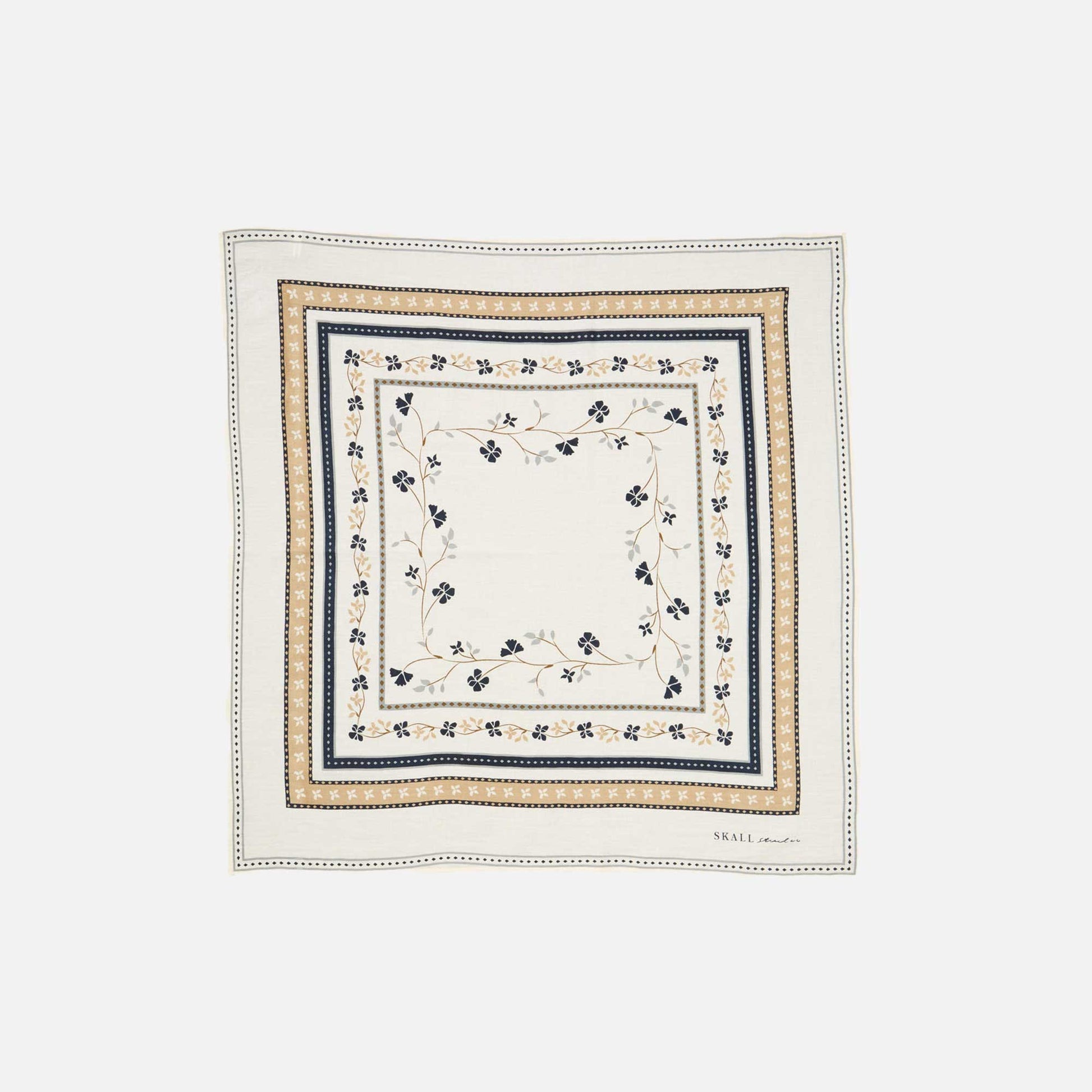 Floral Scarf 55x55 Ivory