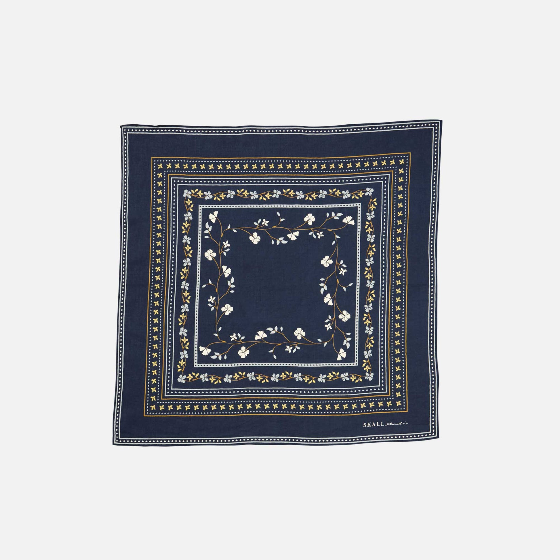 Floral Scarf 55x55 Navy