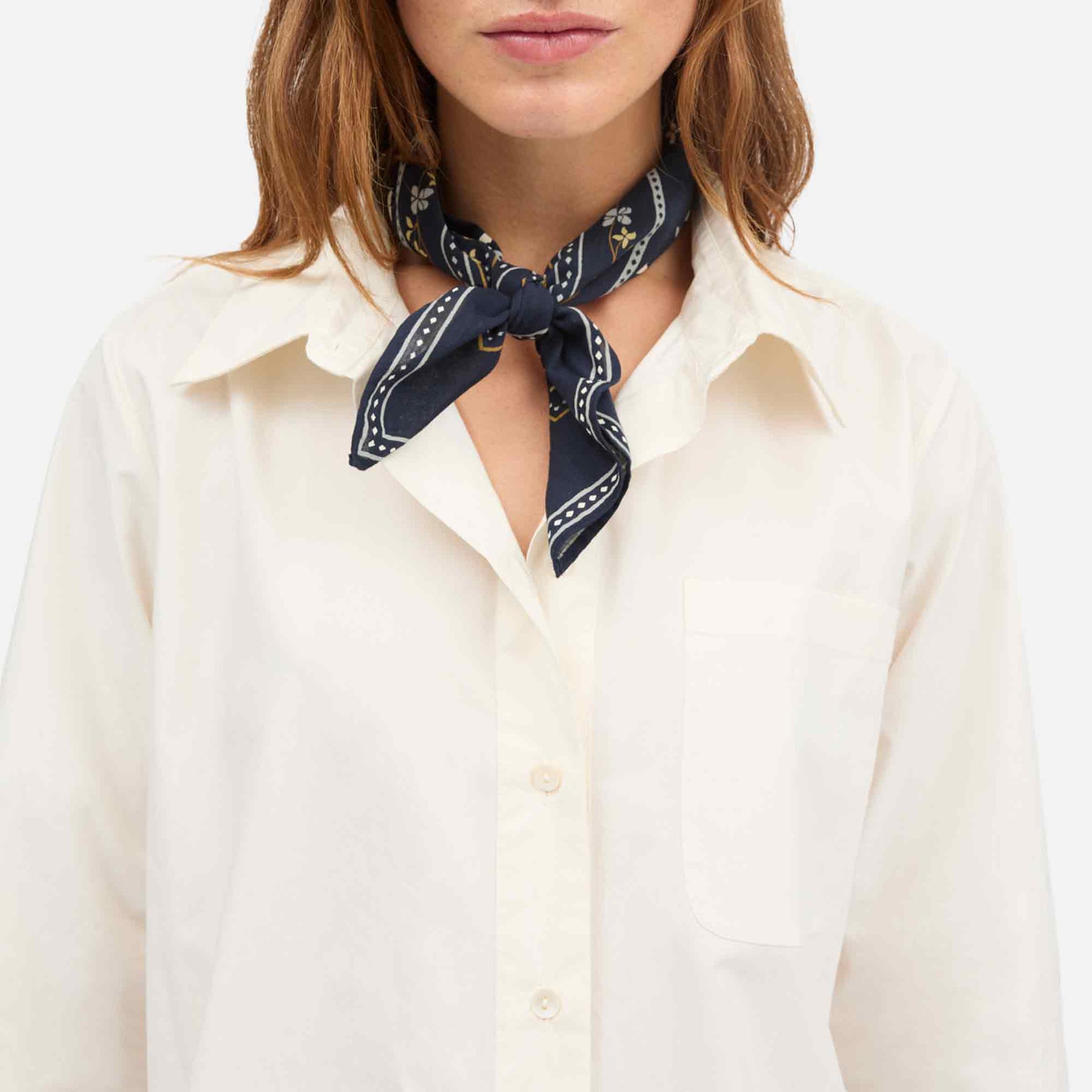 Floral Scarf 55x55 Navy