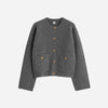 Hammered Button Cardigan Grey Melange