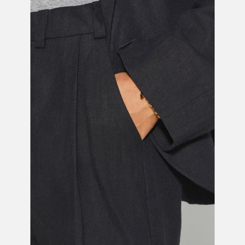 Linen Box Pants Black