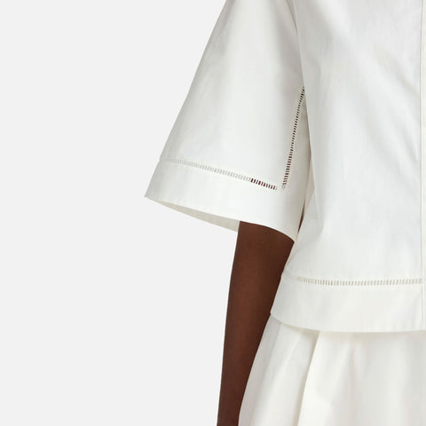 Ladder Embroidered Poplin Shirt White