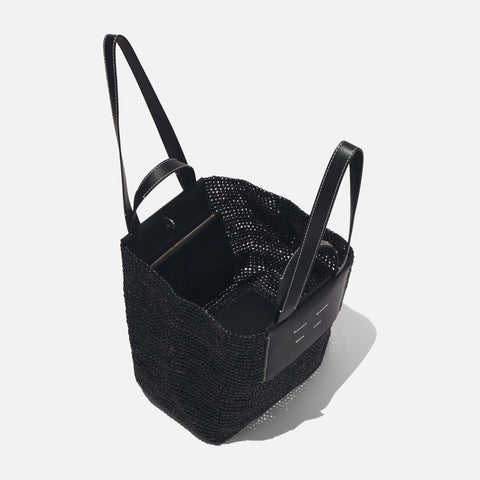 Large Morris Raffia Tote Bag Black