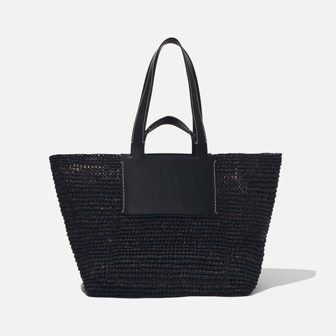 Large Morris Raffia Tote Bag Black