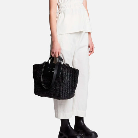 Large Morris Raffia Tote Bag Black