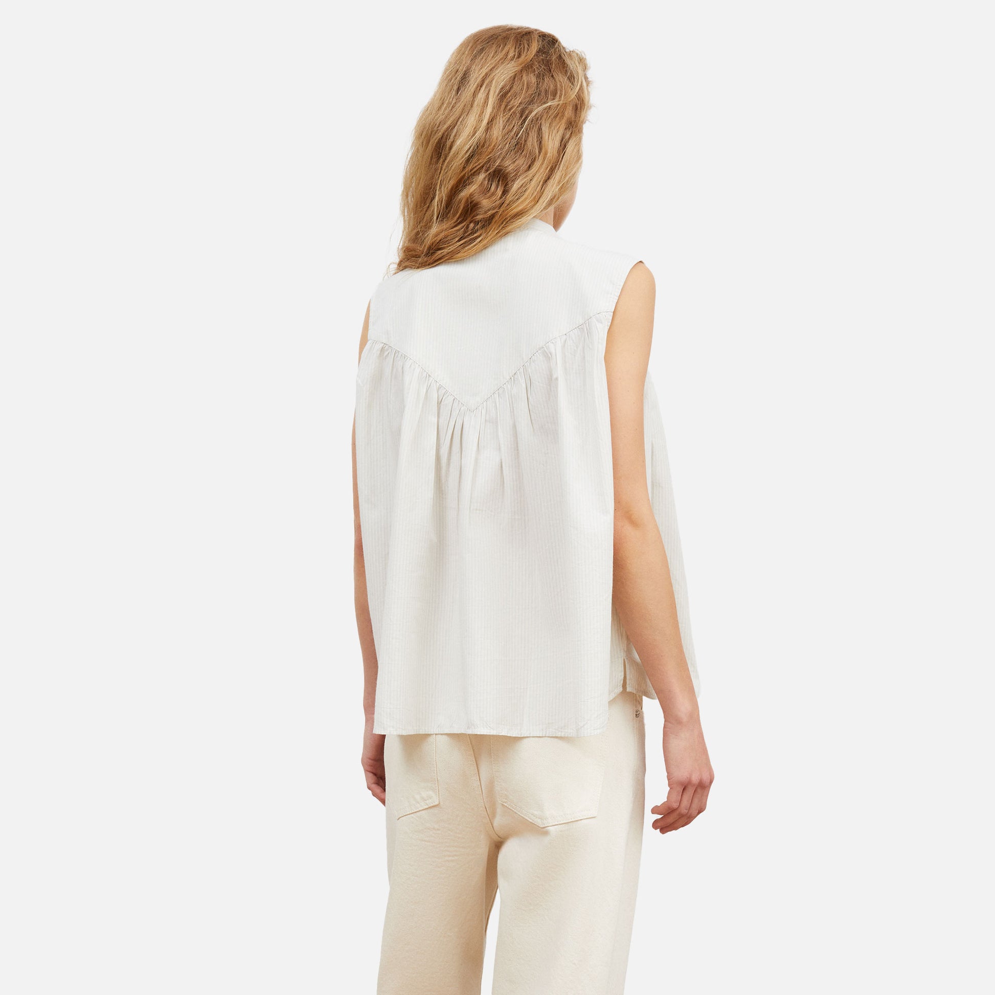 Louise Top Light Blue White Stripe